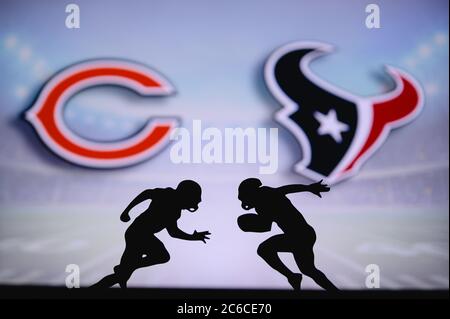 Chicago Bears vs. Houston Texans. NFL match poster. Two