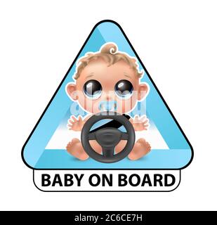 Baby boy on board car sticker Stock Vector