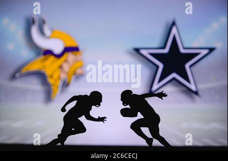 Minnesota Vikings vs. Dallas Cowboys. NFL match poster. Two