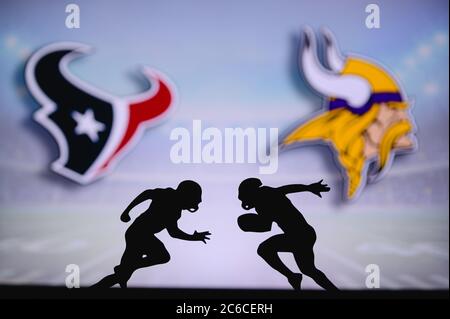 Houston Texans vs. Minnesota Vikings . NFL Game. American Football League  match. Silhouette of professional player celebrate touch down. Screen in  bac Stock Photo - Alamy