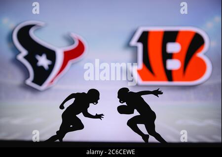 Houston Texans vs. Cincinnati Bengals. NFL match poster. Two