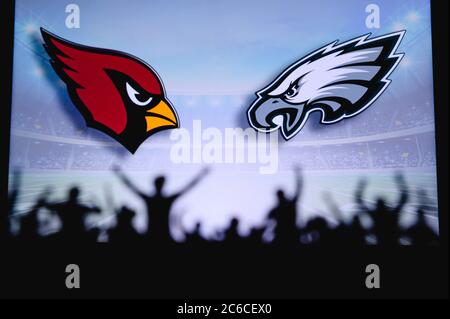 Arizona Cardinals vs. Philadelphia Eagles. Fans support on NFL Game.  Silhouette of supporters, big screen with two rivals in background Stock  Photo - Alamy