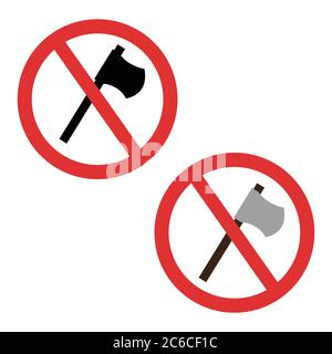 Axe forbidden symbol. No weapon sign isolated Stock Vector