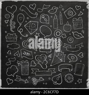 Hand drawn love doodle icons vector illustration Stock Vector Image ...