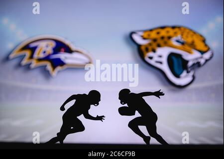 Baltimore Ravens vs. Jacksonville Jaguars. Fans support on NFL