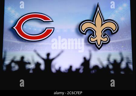 Chicago Bears vs. Minnesota Vikings. Fans support on NFL Game. Silhouette  of supporters, big screen with two rivals in background Stock Photo - Alamy