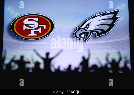 San Francisco 49ers Vs. Philadelphia Eagles. NFL Match Poster. Two