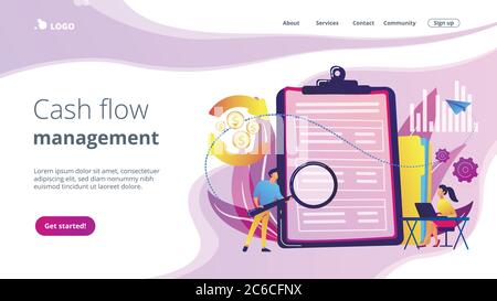 Cash flow statement concept landing page. Stock Vector