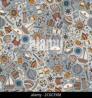 Cartoon nautical seamless pattern Stock Vector Image & Art - Alamy