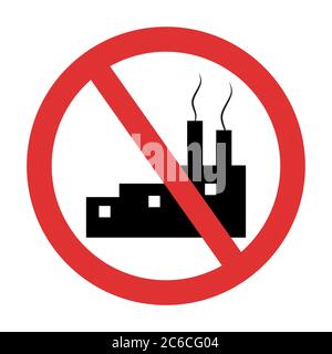 Stop air pollution Emblem. Black Smoke from a factory pipes against ...