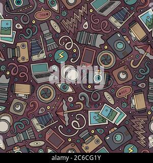 Cartoon cute hand drawn Photo seamless pattern Stock Vector