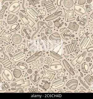 Cartoon nautical seamless pattern Stock Vector