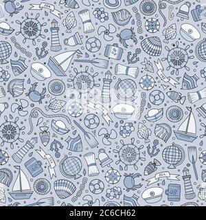 Cartoon nautical seamless pattern Stock Vector