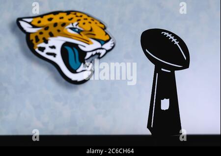 September 16, 2021, Jacksonville, Florida. Emblem of a professional  American football team Jacksonville Jaguars based in Jacksonville at the  sports st Stock Photo - Alamy