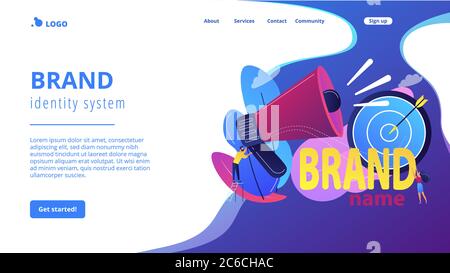 Brand name concept landing page. Stock Vector