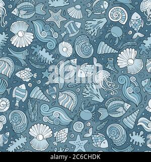 Cartoon under water life seamless pattern Stock Vector