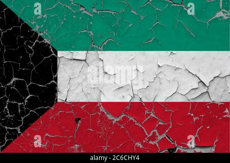 Kuwait flag on scratched old grunge texture background Stock Photo - Alamy