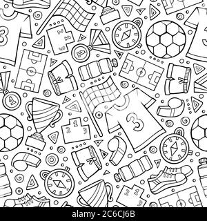 Cartoon cute hand drawn Sport seamless pattern Stock Vector