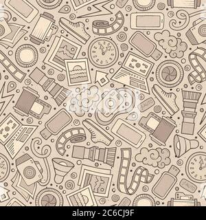 Cartoon cute hand drawn Cinema seamless pattern Stock Vector