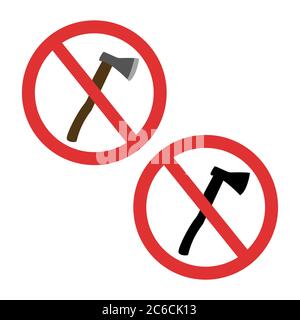 Axe forbidden symbol. No weapon sign isolated Stock Vector