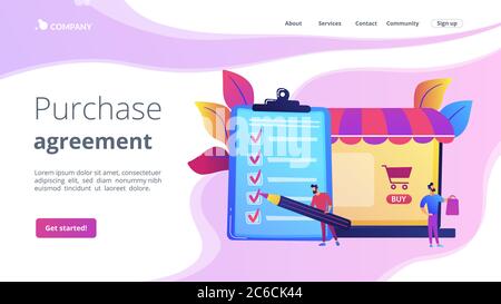 Purchase agreement concept landing page Stock Vector