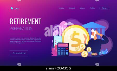 Retirement preparation concept landing page. Stock Vector