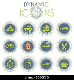 Tourism and Travel dynamic icons Stock Vector