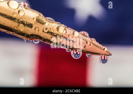 Dripping Bullet with American Flag Stock Photo