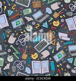 Cartoon cute hand drawn School seamless pattern Stock Vector
