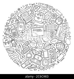 Cartoon Back to school objects set Stock Vector