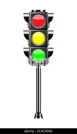 Traffic light isolated on white background, vector illustration Stock Vector
