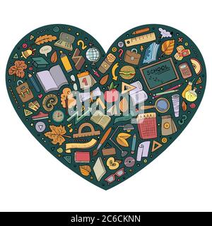 Cartoon Back to school objects set Stock Vector