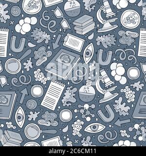 Cartoon cute hand drawn Science seamless pattern Stock Vector
