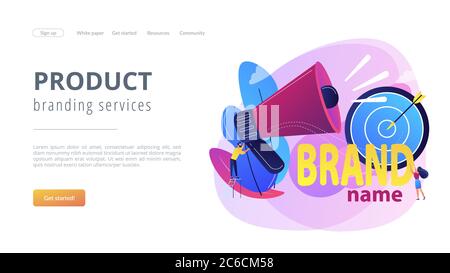 Brand name concept landing page. Stock Vector