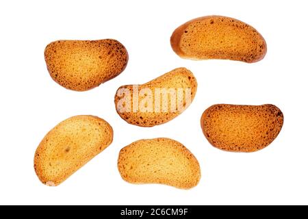 Small toasts. Isolated on white Stock Photo