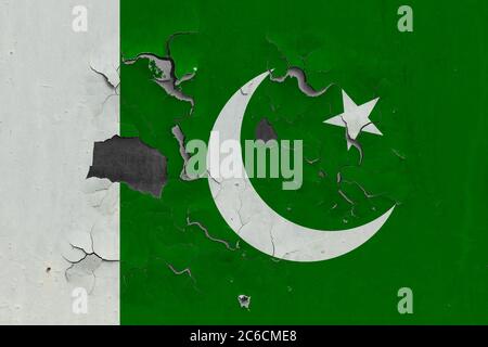 Pakistan flag on a damaged old concrete wall surface Stock Photo - Alamy