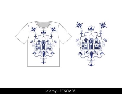 T-shirt Russian prison tattoo. Clothes Russia sign Prisoner mafia tattooing. criminal symbol Stock Vector