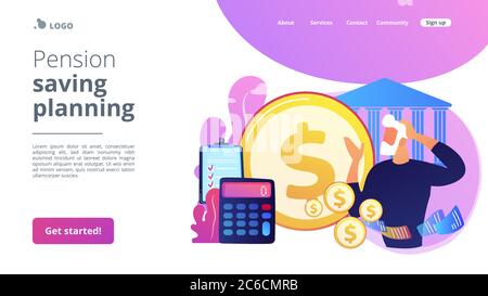 Retirement preparation concept landing page. Stock Vector