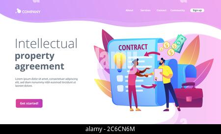 Licensing contract concept landing page Stock Vector