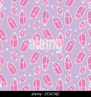 pink shiny crystals seamless vector pattern Stock Vector