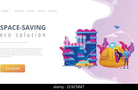 Vertical green city concept landing page Stock Vector Image & Art - Alamy