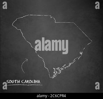 South Carolina state outline administrative and political map in black ...