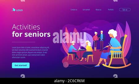 Activities for seniors concept landing page Stock Vector Image & Art ...