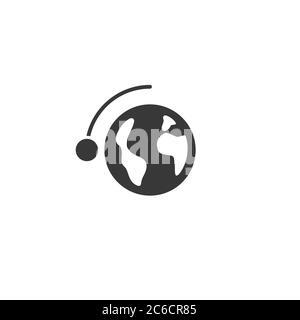 Moon rotation around the Earth. Weather outline icon in a circle ...