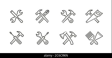 Tools icon set. Repair, technical support vector illustration Stock Vector