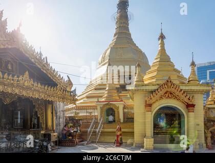 Interior details of shrines at the Shwedagn Pagoda in Yangon, Myanmar Stock Photo