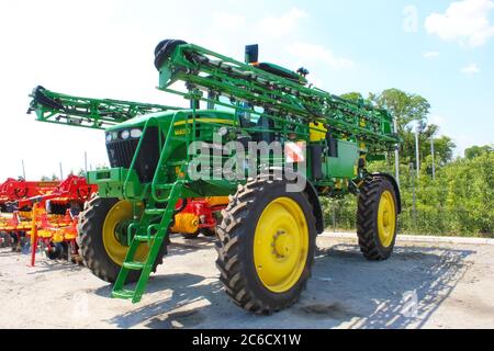 Kyiv, Ukraine - June 28, 2020: The self-propelled sprayer John Deere M4030 at Kyiv, Ukraine on June 28, 2020 Stock Photo