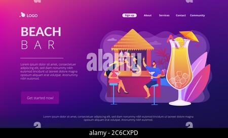 Beach bar concept landing page. Stock Vector