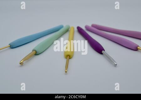 Selection of plastic crochet hooks Stock Photo - Alamy