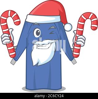Friendly disposable clothes dressed in Santa Cartoon character with Christmas candies Stock Vector